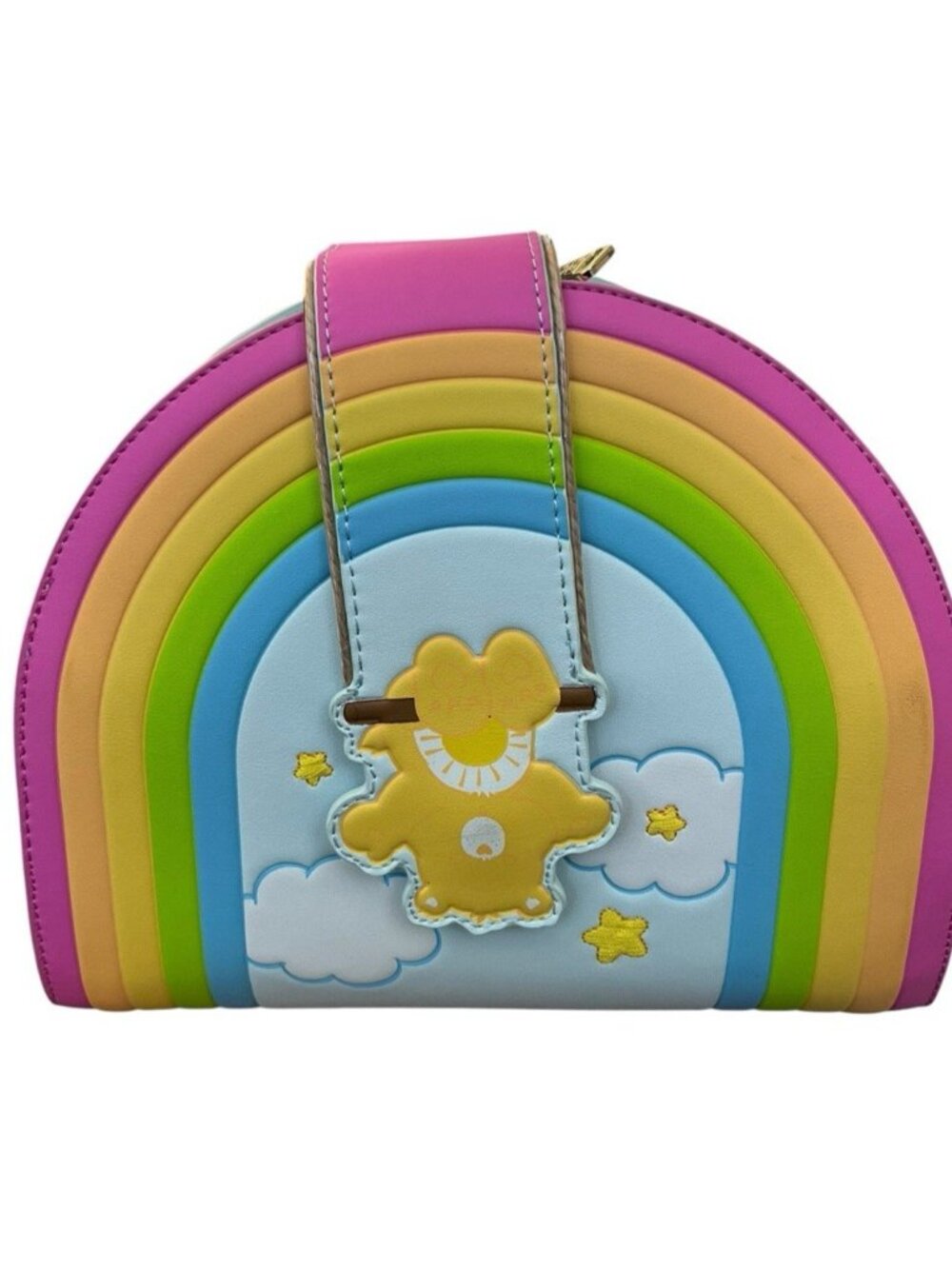 Loungefly Carebears Rainbow Swing Cross Body Bag Purse Yellow Care Bear NWT - Picture 2 of 7